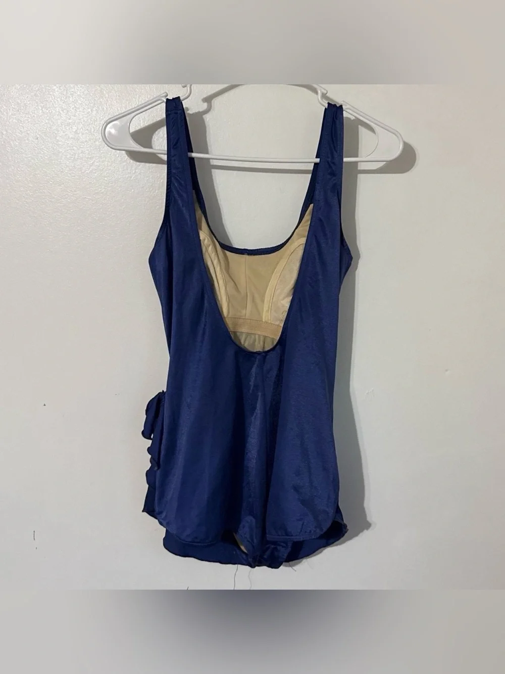 Vintage 1980s JCPenney Colorblock One Piece Swimsuit Navy Teal Blue Size L USA
